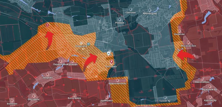 Русский флаг в Покровске