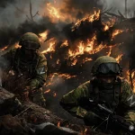 Окопные бои в Клещеевке