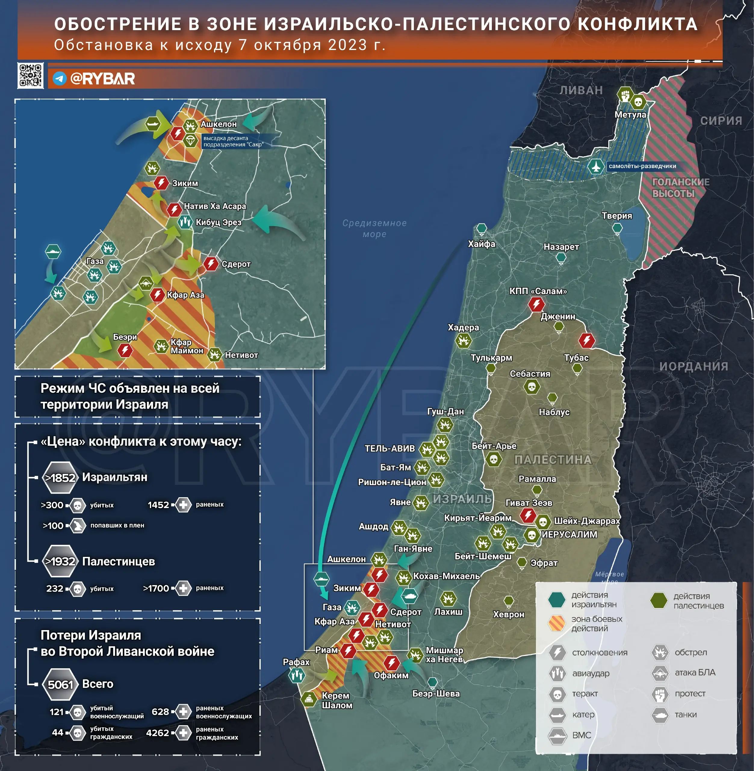 Обстановка в зоне Израильско-Палестинского конфликта за 7 октября 2023 года