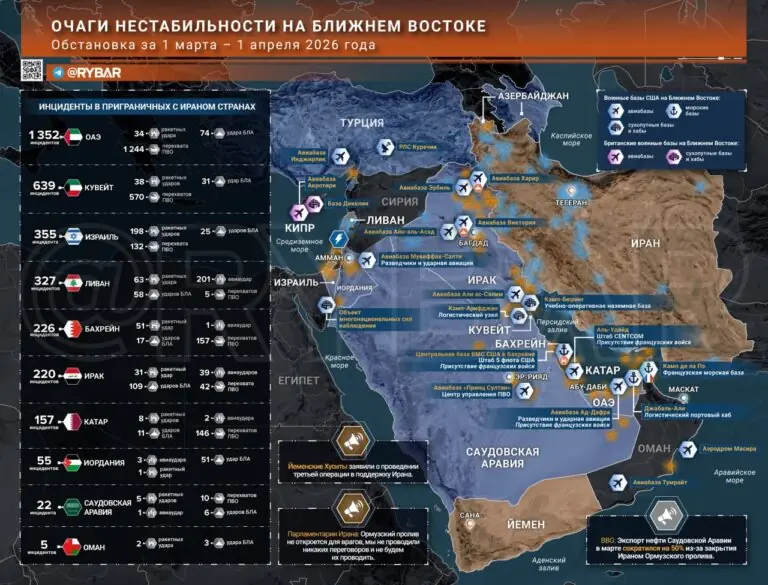 Иранская война. Главные события к исходу 1 апреля