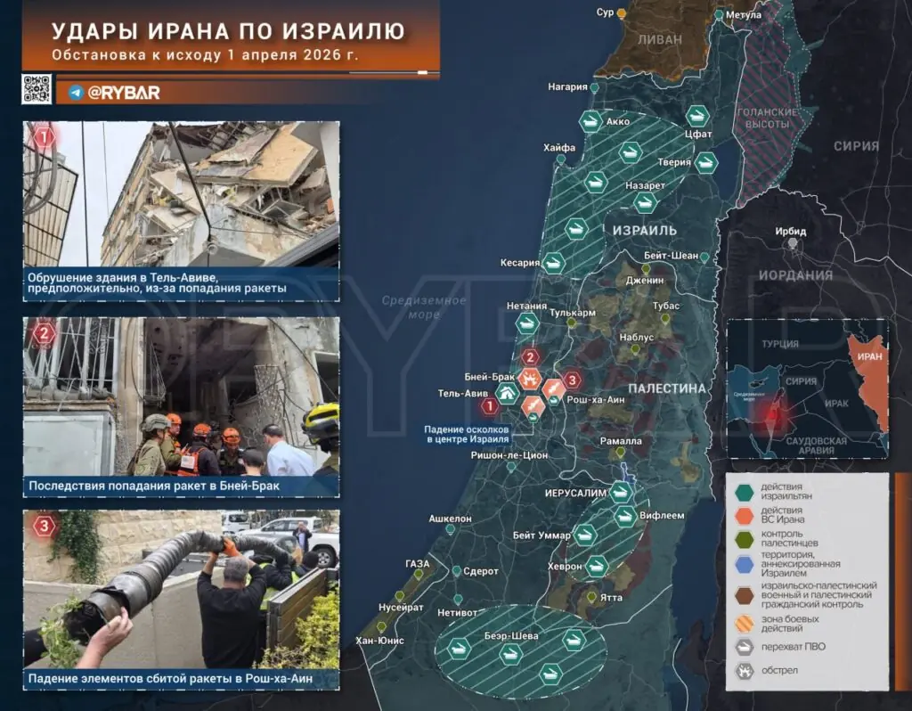 Иранская война. Главные события к исходу 1 апреля